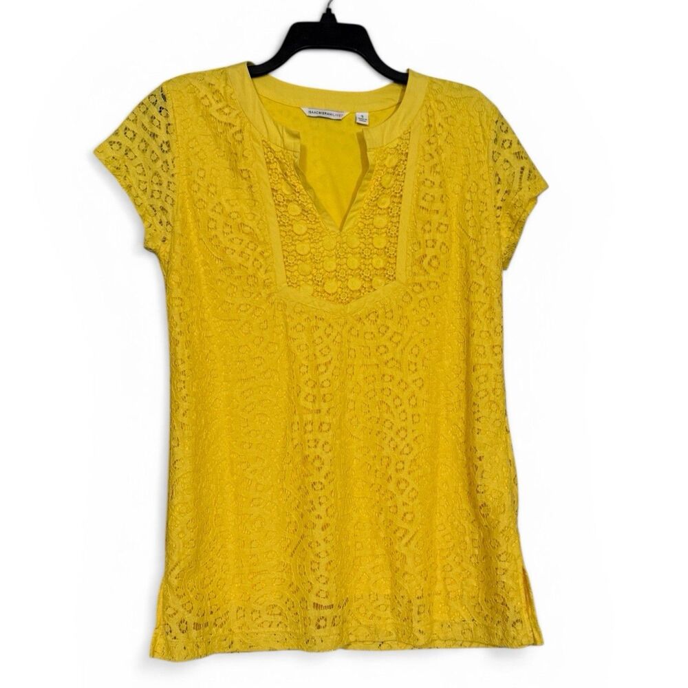 Isaac Mizrahi Live! Vibrant Yellow Eyelet Boho Tunic | Small | Lined